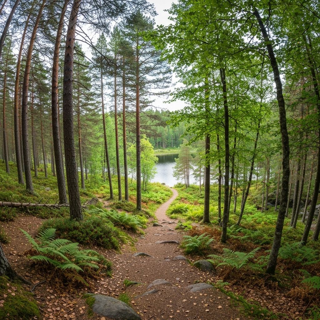 Skogsstig och vandringsleder vid Sommen sjö